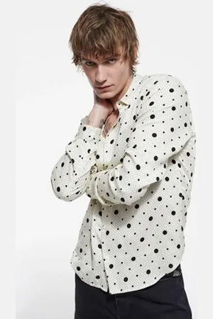 The Kooples Chemise Manche Longue Homme Polka Dots Ecru Black