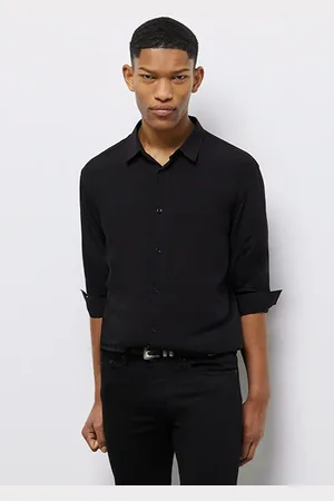 The Kooples Slim Declined Plain Shirt With Hidden Button Pad Black