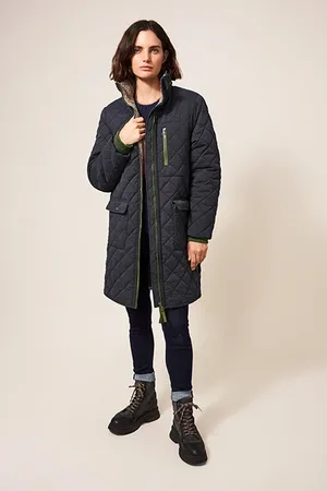 White Stuff Luckie Quilted Coat Dark Grey