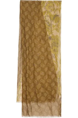 John Varvatos Mixed Paisley Pattern Printed Scarf Mayan Gold