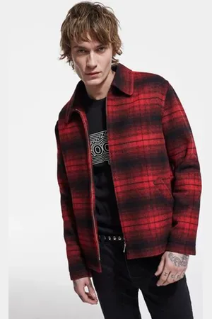 The Kooples Blouson Carreaux Rouge Et Noir Zipe Red / Black