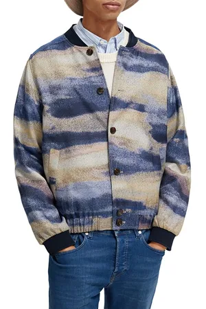 Scotch&Soda Jacquard Bomber Jacket Blurred Landscape Blue