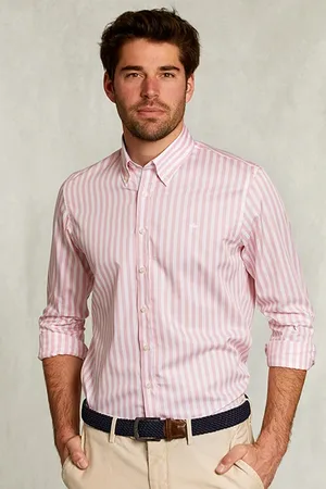 River Woods Slim Fit Striped Shirt Pink/white Pink