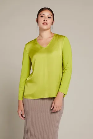 Elena Miro T-shirt In Two Eco-viscose Fabrics Green