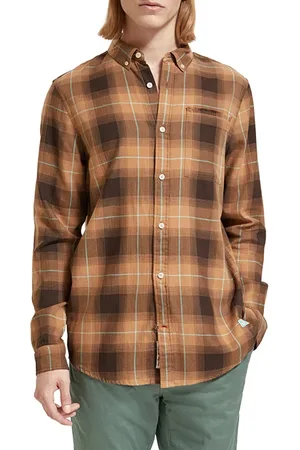 Scotch&Soda Lightweight Herringbone Shadow Check-stripe Toffee Check