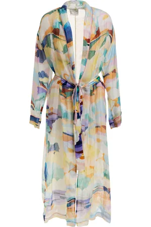 FORTE FORTE Forte Forte "up Above The Sky" Print Linen Silk Gauze Gawn Morning