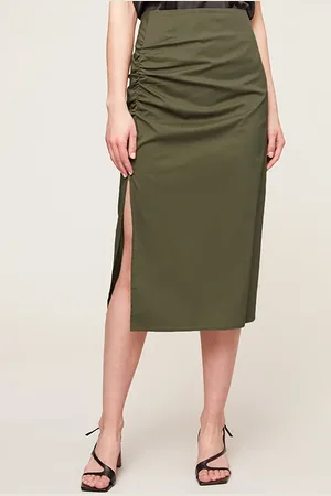 Motivi Pencil Skirt With Gathers Green