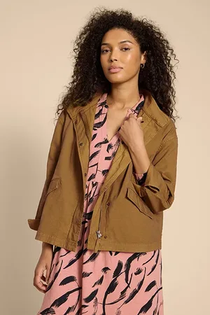 White Stuff Harriet Cotton Jacket Khaki Green