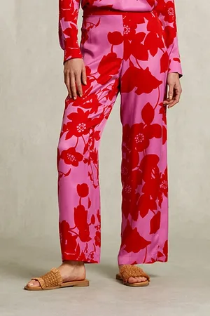 River Woods Red/pink Floral Pants Elastic Waist Pink