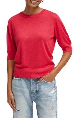 Scotch&Soda Short Sleeved Crew Neck Pullover Pop Pink Melange
