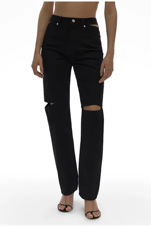 Helmut Lang Cut Out Straight Cotton, Elastane Black