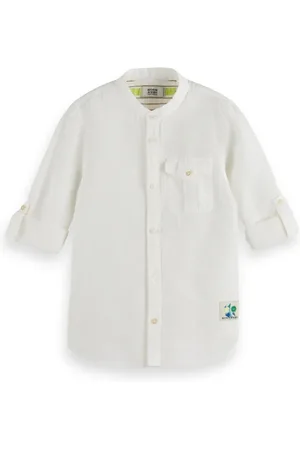 Scotch&Soda Boys Linen Long-sleeved Shirt White
