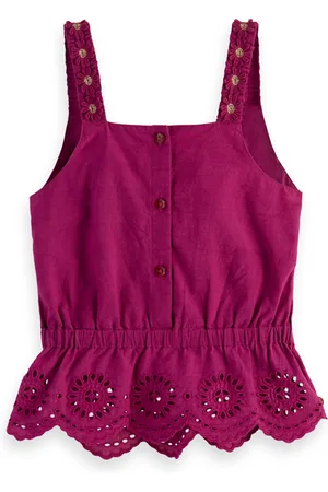 Scotch&Soda Girls Broderie Anglaise Flower Tape Top Dahlia