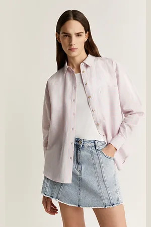 SCALPERS Linen Stripes Shirt Pink Stripes