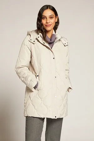 Elena Miro Long Quilted Down Jacket Grey