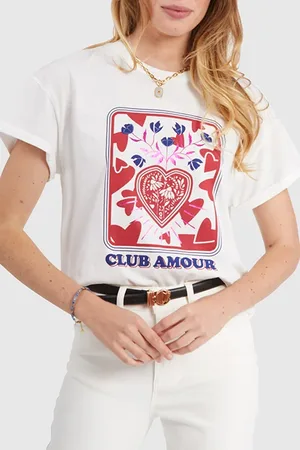 ICODE Off-white T-shirt, Rock Mini-flower & Heart Image