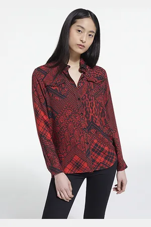 The Kooples Chemise Detail Patte Boutonnage Red / Black