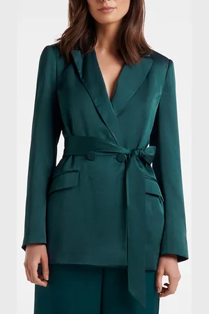 Forever New Alora Satin Tie Co-ord Blazer Teal