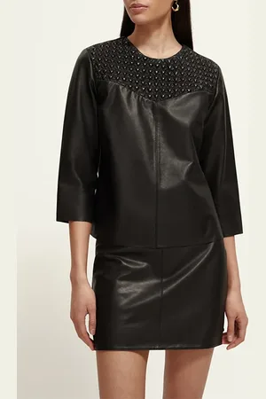 Scotch&Soda Leather Tee Black