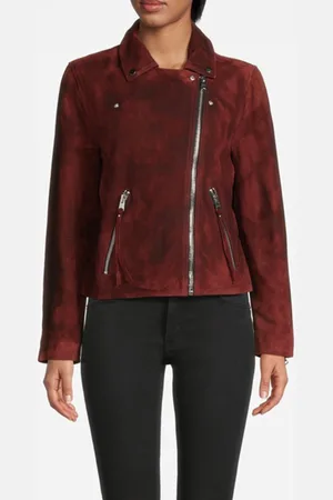AllSaints Suede Dalby Biker Garnet Red