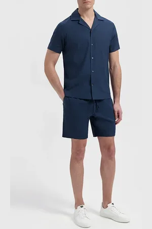 Wahts Carl | Stretch Linen Shorts Navy Blue
