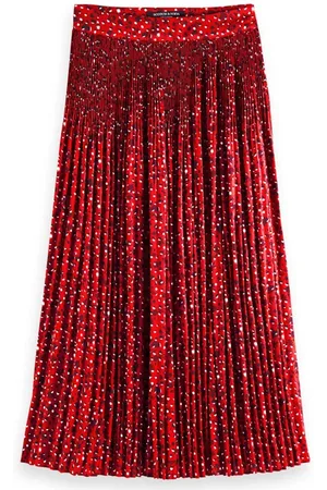 Scotch&Soda Pleated Printed Maxi Skirt In Recycled Polyester Space Flora
