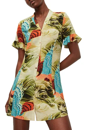 AllSaints Fay Swoop Dress Olive Green