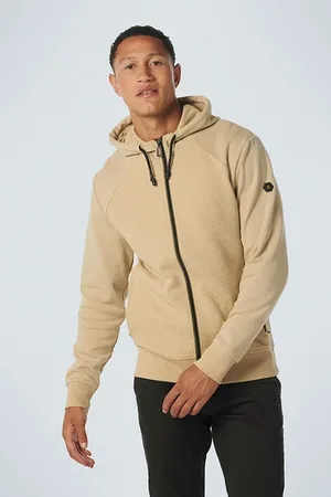 No Excess Sweater Hooded Full Zipper Double Layer Jacquard Stretch Sto