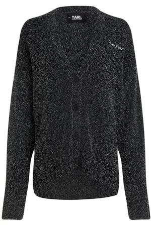 Karl Lagerfeld Sparkle Yarn Cardigan Charcoal