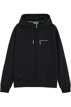 Scotch&Soda Unisex Zip-thru Hoodie In Organic Cotton Black