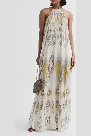 Reiss Liza-printed Maxi Dress Yellow