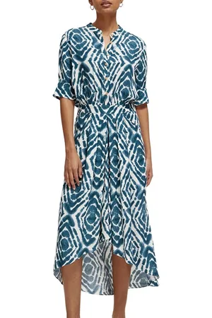 Scotch&Soda Midi Dress With High Low Hem Disco Tie Dye Bottle Green