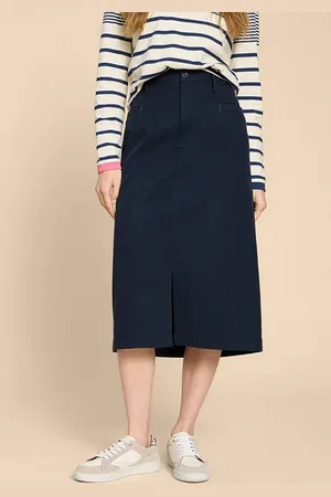 White Stuff Penny Midi Skirt Dark Navy