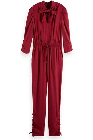 Scotch&Soda Jumpsuit With Gathered Details Deep Raspberry