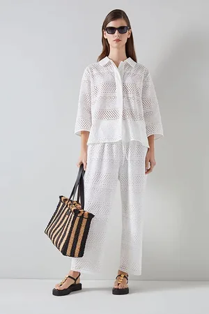 LK Bennett Tw Edie Broderie Shirt White