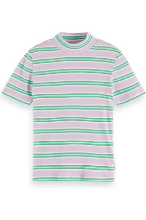 Scotch&Soda Slim-fit High-neck Short-sleeved T-shirt Orchid Multicolour