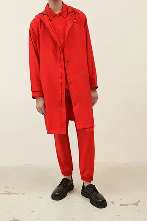 American Vintage Long Loose Hooded Parka Flamenco