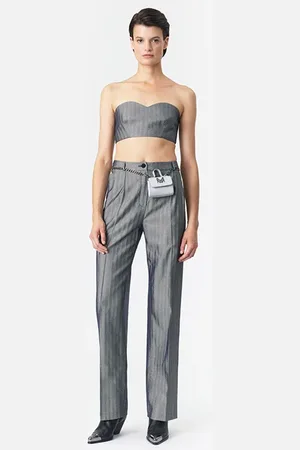 Marcell Von Berlin Strapless Bustier Top Silver Herringbone