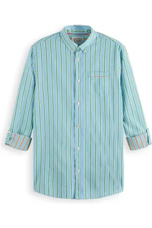 Scotch&Soda Dobby Stripe Roll Up Sleeves Blue Stripe
