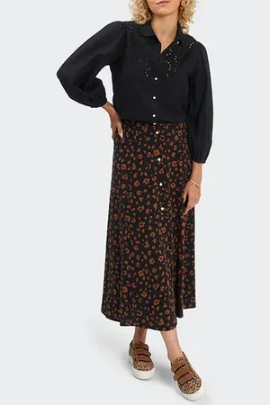 ICODE Black Eyelet Embroidery Dickey Shirt
