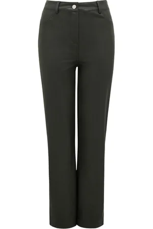 Forever New Juliet Vegan Leather Straight Leg Pants Deep Green