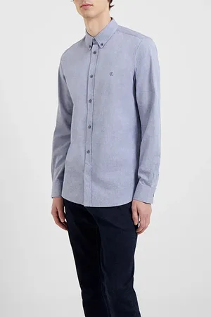 French Connection Oxford Logo Long Sleeve Shirt Dark Navy/dark Navy