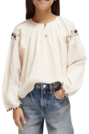 Scotch&Soda Long-sleeved Embroidered Top Ecru