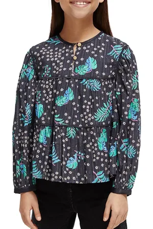 Scotch&Soda All-over Printed Satin Binding Top Shiny Leaf Night
