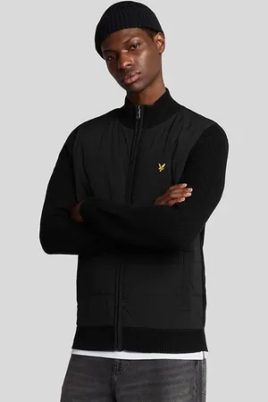 Lyle & Scott Hybrid Textured Zip Through Cardigan Jet Black