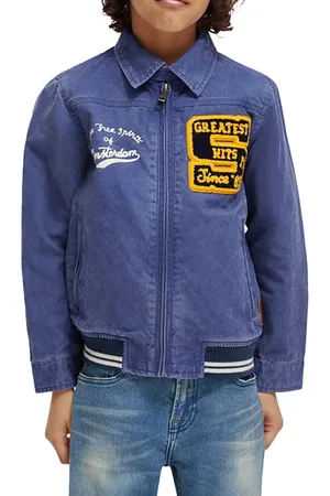 Scotch&Soda Washed Indigo Dyed Jacket With Artworks In Organic Cotton Wo