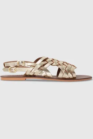ICODE Gold Leather Flat Sandals