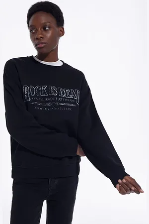 The Kooples Rock Is Dead Round Neck Sweatshirt Black Washed