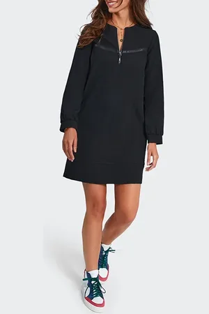 ICODE Black Waffle-knit Dress With Letter Bands