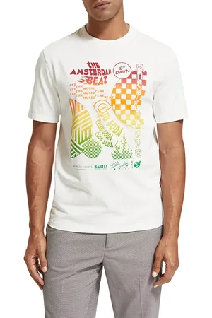Scotch&Soda Regular Fit Chest Artwork T-shirt In Organic Cotton Off Whit